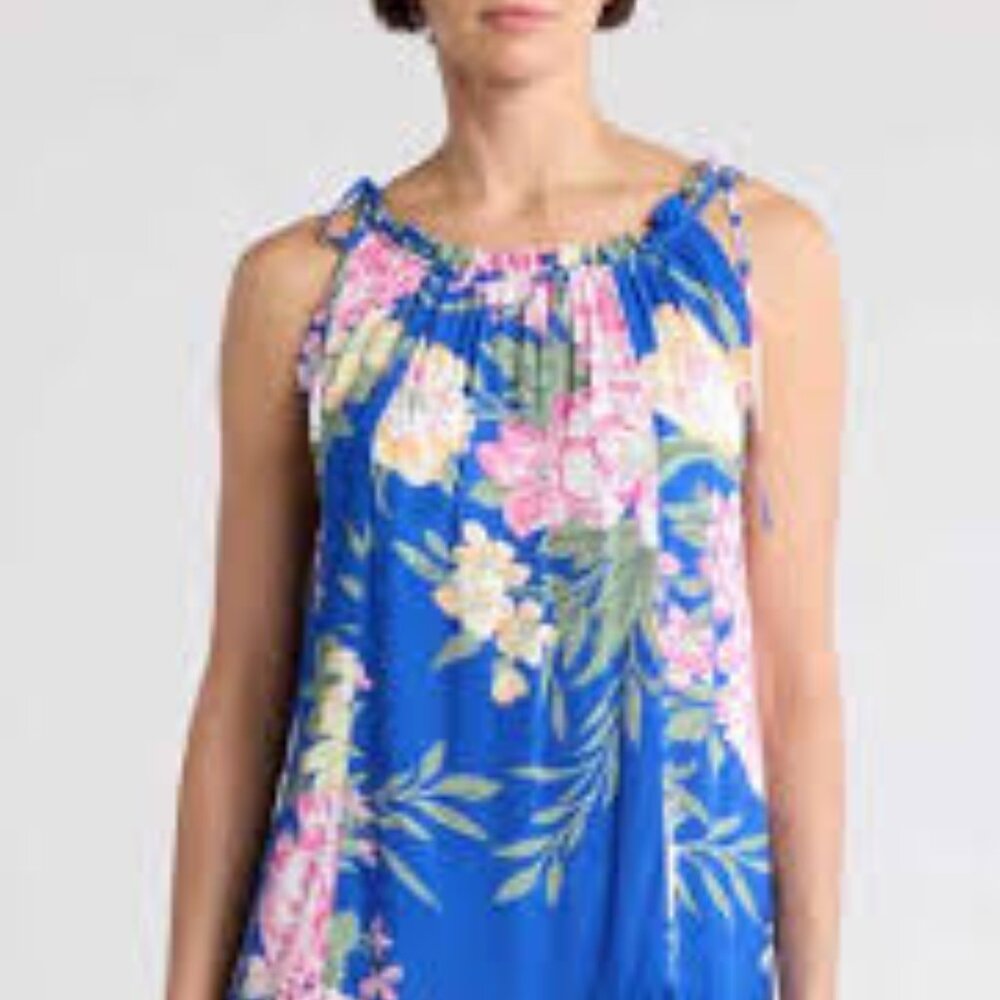 MAAJI FLORALIA MAGNOLIA COVERUP BLUE FLORAL PRINT MINIDRESS SIZE LARGE BRAND NEW